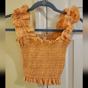 European Designer Bardoh Smocked Ruffle Crop Top